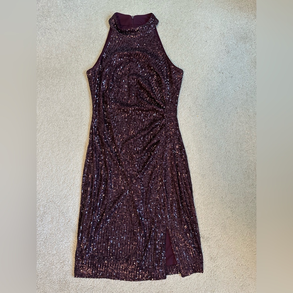 Eliza J Burgundy Sequin Dress - Picture 2 of 7